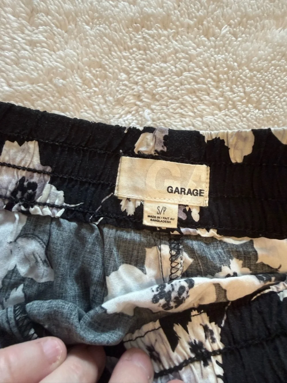 Garage Black and White Floral Lounge Shorts
